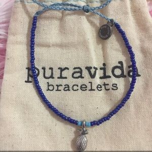 🚫SOLD🚫 Pura Vida Silver/Blue Pineapple Bracelet
